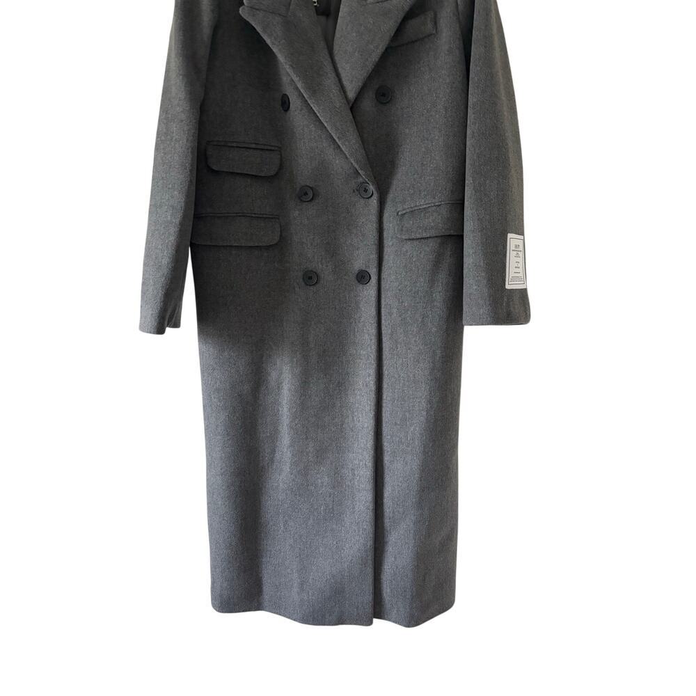 NWT Hot Fashion Gray Long Wool Blend Coat Double Breasted Maxi Coat M - Picture 7 of 12